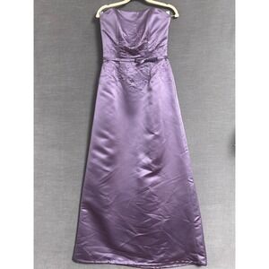 Vintage y2k Gown Small 6 Purple Strapless Hand Beaded Sequin Formal Prom Evening